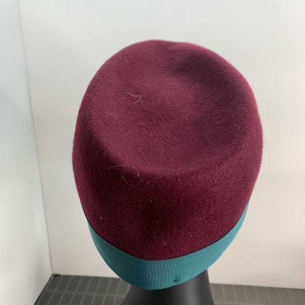 Nordstrom Maroon Teal Italian Felt Wool Fedora Hat Women's One Size - Picture 3 of 6